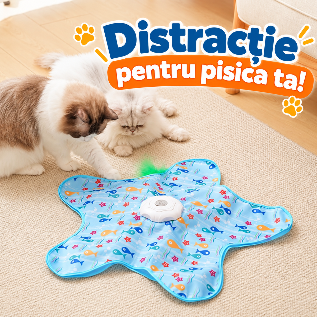 Covoraș Stea de Mare Interactiv pentru Pisici care se Plictisesc Singure Acasă
