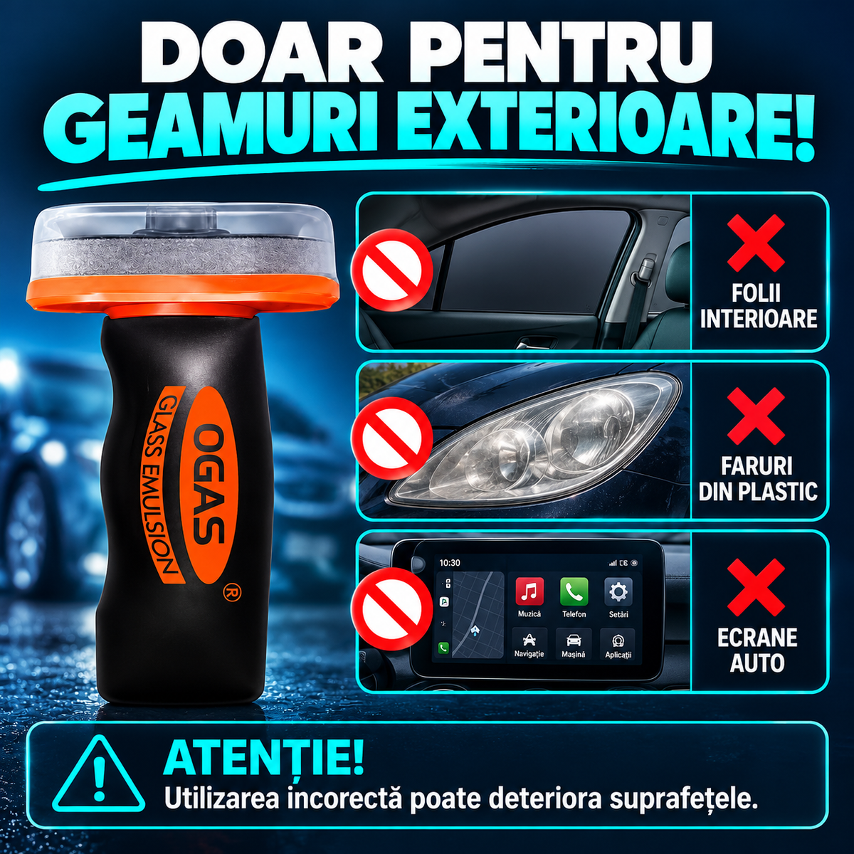 Pastă Anti-Peliculă Uleioasă pentru Parbriz și Oglinzi, pentru Vizibilitate Clară pe Ploaie