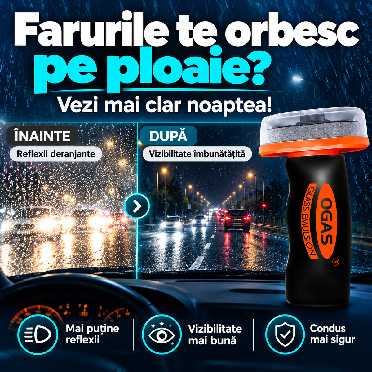 Pastă Anti-Peliculă Uleioasă pentru Parbriz și Oglinzi, pentru Vizibilitate Clară pe Ploaie